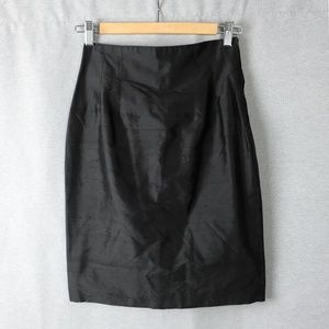 Vintage Kenzo Black Raw Silk Pencil Skirt